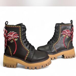 FARM Rio Black Embroidered Women's Mid Boots